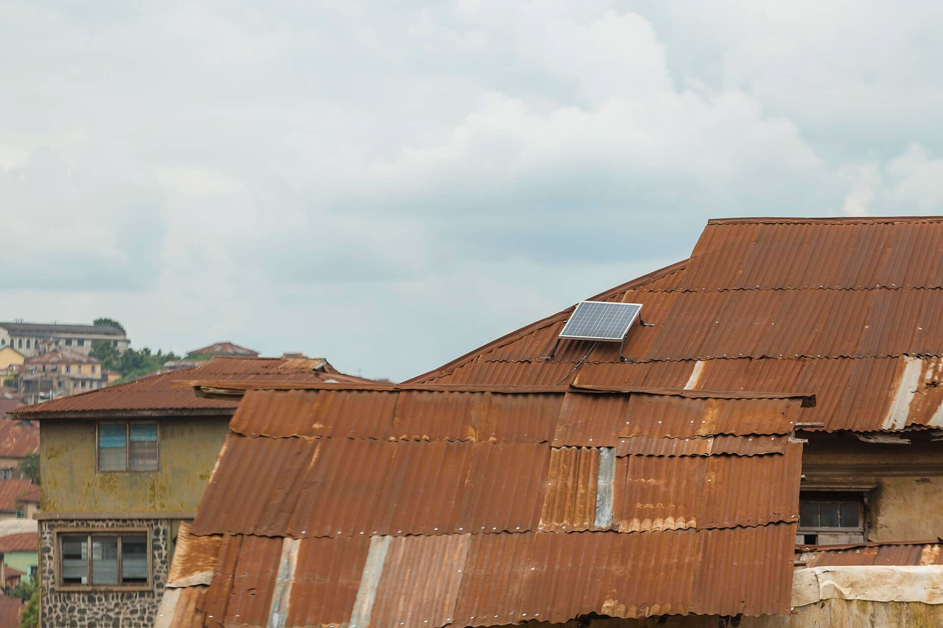 Rooftop solar on an old house in Abeokuta, Nigeria